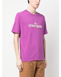 T-shirt à col rond imprimé pourpre Stone Island