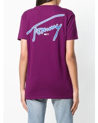 T-shirt à col rond imprimé pourpre Tommy Jeans