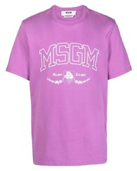 T-shirt à col rond imprimé pourpre MSGM