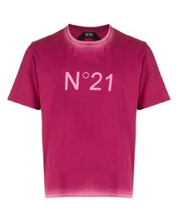T-shirt à col rond imprimé pourpre N°21