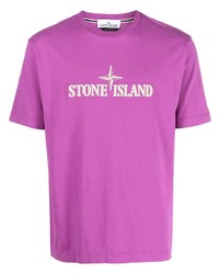 T-shirt à col rond imprimé pourpre Stone Island