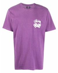 T-shirt à col rond imprimé pourpre Stussy