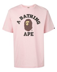 T-shirt à col rond imprimé rose A Bathing Ape