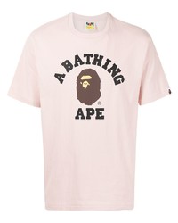 T-shirt à col rond imprimé rose A Bathing Ape