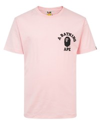 T-shirt à col rond imprimé rose A Bathing Ape