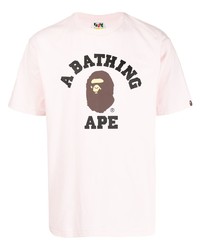 T-shirt à col rond imprimé rose A Bathing Ape