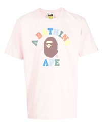 T-shirt à col rond imprimé rose A Bathing Ape