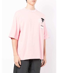 T-shirt à col rond imprimé rose AAPE BY A BATHING APE