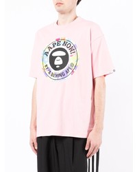 T-shirt à col rond imprimé rose AAPE BY A BATHING APE