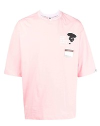 T-shirt à col rond imprimé rose AAPE BY A BATHING APE