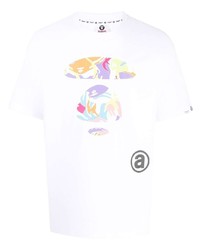 T-shirt à col rond imprimé rose AAPE BY A BATHING APE