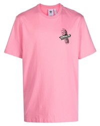 T-shirt à col rond imprimé rose adidas