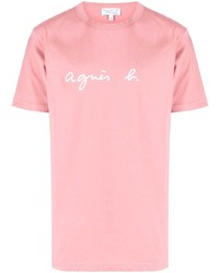 T-shirt à col rond imprimé rose agnès b.