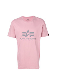 T-shirt à col rond imprimé rose Alpha Industries