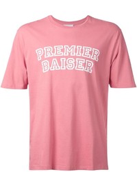T-shirt à col rond imprimé rose AMI Alexandre Mattiussi