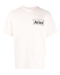 T-shirt à col rond imprimé rose Aries