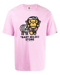 T-shirt à col rond imprimé rose *BABY MILO® STORE BY *A BATHING APE®