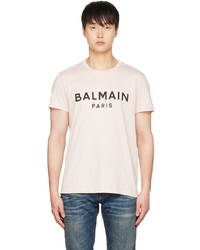 T-shirt à col rond imprimé rose Balmain