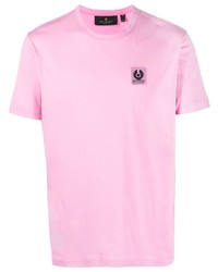 T-shirt à col rond imprimé rose Belstaff