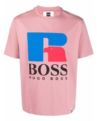 T-shirt à col rond imprimé rose BOSS HUGO BOSS