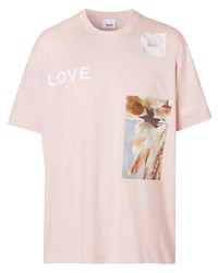 T-shirt à col rond imprimé rose Burberry
