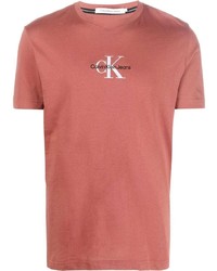 T-shirt à col rond imprimé rose Calvin Klein Jeans