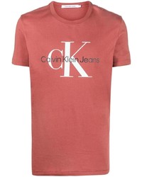 T-shirt à col rond imprimé rose Calvin Klein Jeans