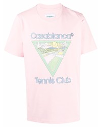 T-shirt à col rond imprimé rose Casablanca