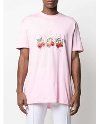 T-shirt à col rond imprimé rose Philipp Plein