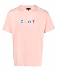 T-shirt à col rond imprimé rose Clot