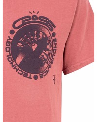 T-shirt à col rond imprimé rose Travis Scott
