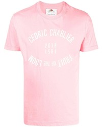 T-shirt à col rond imprimé rose Cédric Charlier