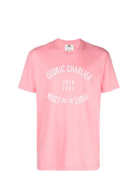 T-shirt à col rond imprimé rose Cédric Charlier