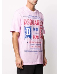 T-shirt à col rond imprimé rose DSQUARED2