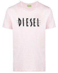 T-shirt à col rond imprimé rose Diesel