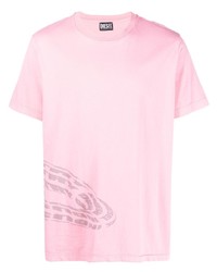 T-shirt à col rond imprimé rose Diesel