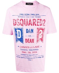 T-shirt à col rond imprimé rose DSQUARED2