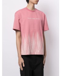 T-shirt à col rond imprimé rose Feng Chen Wang