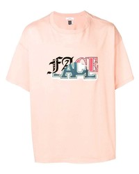 T-shirt à col rond imprimé rose Facetasm
