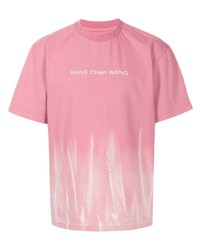 T-shirt à col rond imprimé rose Feng Chen Wang