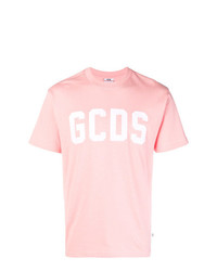 T-shirt à col rond imprimé rose Gcds