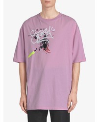 T-shirt à col rond imprimé rose Burberry