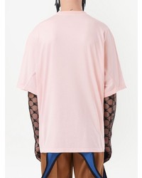 T-shirt à col rond imprimé rose Burberry