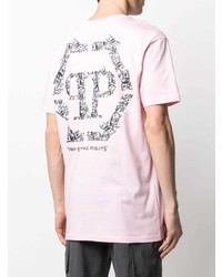 T-shirt à col rond imprimé rose Philipp Plein