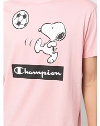 T-shirt à col rond imprimé rose Champion