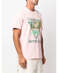 T-shirt à col rond imprimé rose Casablanca