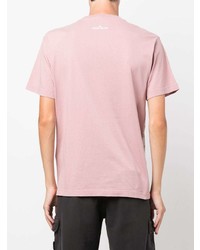 T-shirt à col rond imprimé rose Stone Island