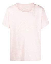 T-shirt à col rond imprimé rose Greg Lauren