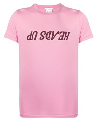 T-shirt à col rond imprimé rose Helmut Lang