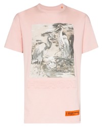 T-shirt à col rond imprimé rose Heron Preston